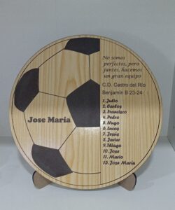 Placa de madera personalizable balón de fútbol