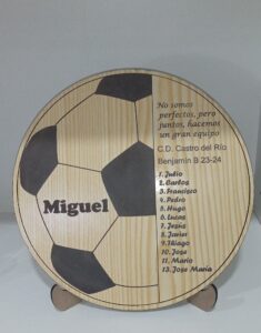 Placa de madera personalizable balón de fútbol